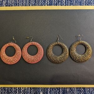 Elegant Pink and Gold Filigree Earrings